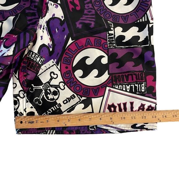 Billabong Mens Boardshorts Skulls Bad Billy Logo Purple White Size 36 - Picture 7 of 7